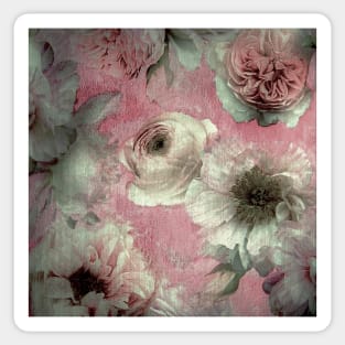 PINK GREY 80S CHINTZ FLORAL DESIGN DECO WATERCOLOUR ART POSTER Sticker